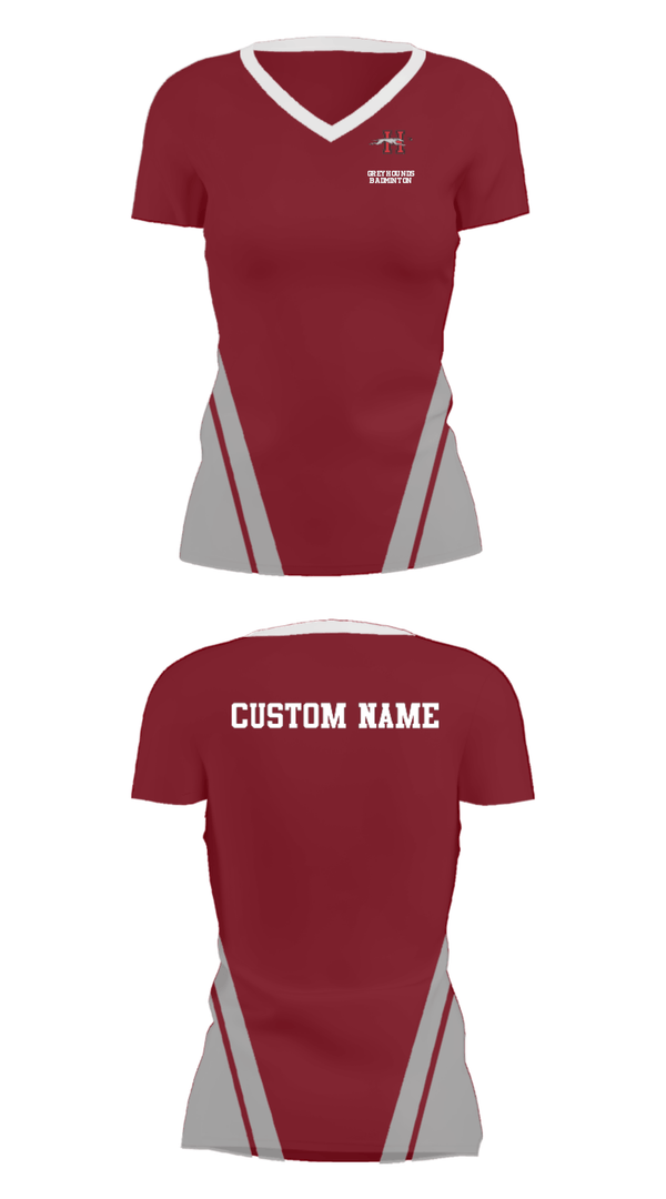 Women's Short Sleeve Vneck Shirt, Greyhounds Badminton, Spirit Store, Teamtime, Team time, sublimation, custom sports apparel, team uniforms, spirit wear, spiritwear, sports uniforms, custom shirts, team store, custom team store, fundraiser sports, apparel fundraiser