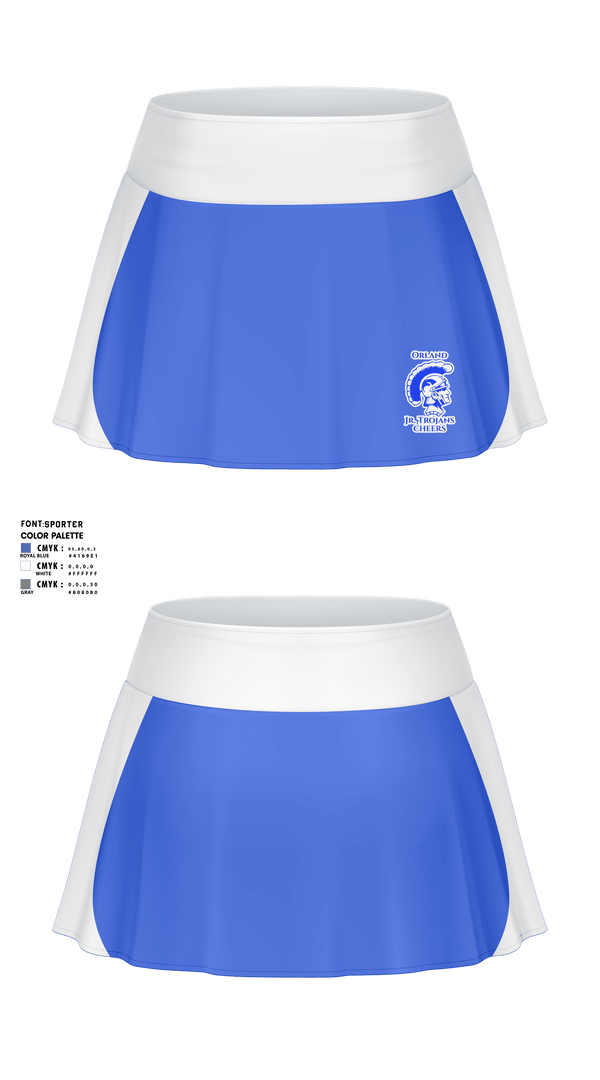 Skort, Orland Jr Trojans Cheer, Cheer, Teamtime, Team time, sublimation, custom sports apparel, team uniforms, spirit wear, spiritwear, sports uniforms, custom shirts, team store, custom team store, fundraiser sports, apparel fundraiser