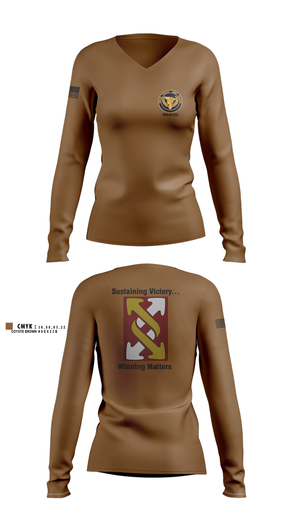 Womens Long Sleeve Vneck Shirt, 143rd ESC, , Teamtime, Team time, sublimation, custom sports apparel, team uniforms, spirit wear, spiritwear, sports uniforms, custom shirts, team store, custom team store, fundraiser sports, apparel fundraiser