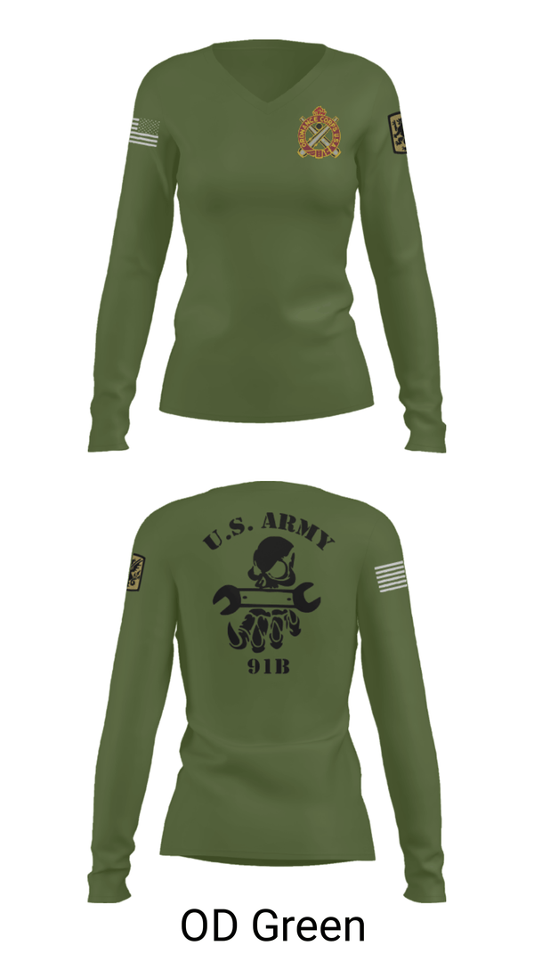 Womens Long Sleeve Vneck Shirt, 411TH, Army, Teamtime, Team time, sublimation, custom sports apparel, team uniforms, spirit wear, spiritwear, sports uniforms, custom shirts, team store, custom team store, fundraiser sports, apparel fundraiser