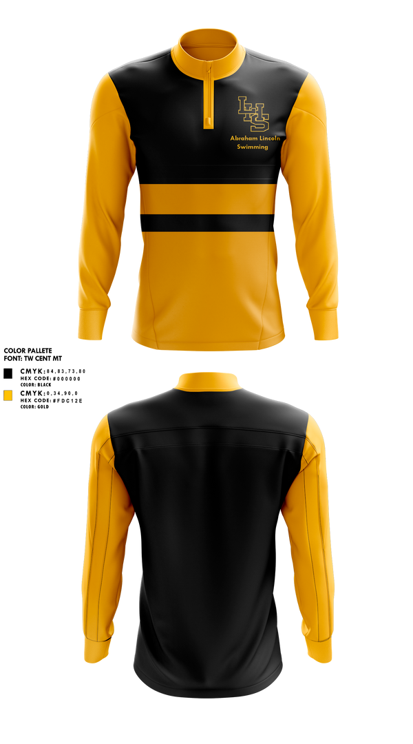 Quarter Zip Jacket, Abraham Lincoln High School Swimming, Swimming, Teamtime, Team time, sublimation, custom sports apparel, team uniforms, spirit wear, spiritwear, sports uniforms, custom shirts, team store, custom team store, fundraiser sports, apparel fundraiser