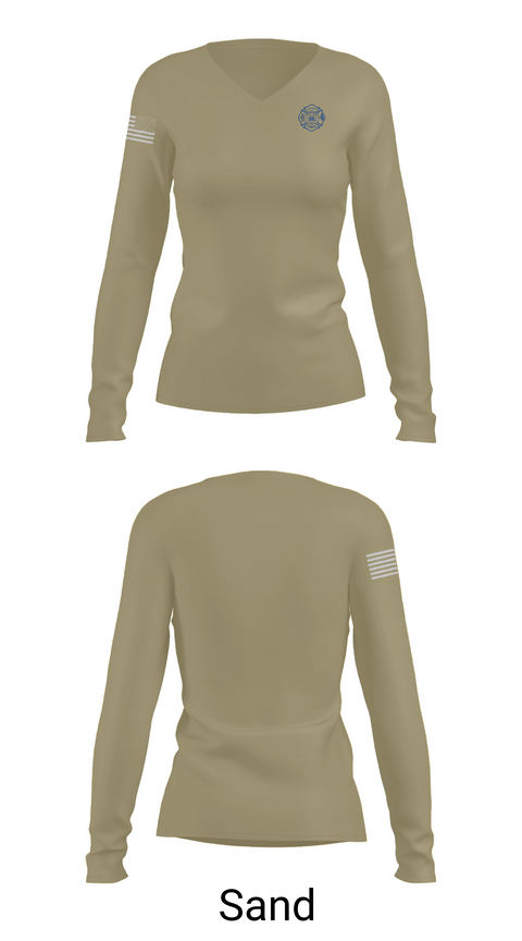 Womens Long Sleeve Vneck Shirt, Lakewood Fire Department, Fire Department, Teamtime, Team time, sublimation, custom sports apparel, team uniforms, spirit wear, spiritwear, sports uniforms, custom shirts, team store, custom team store, fundraiser sports, apparel fundraiser