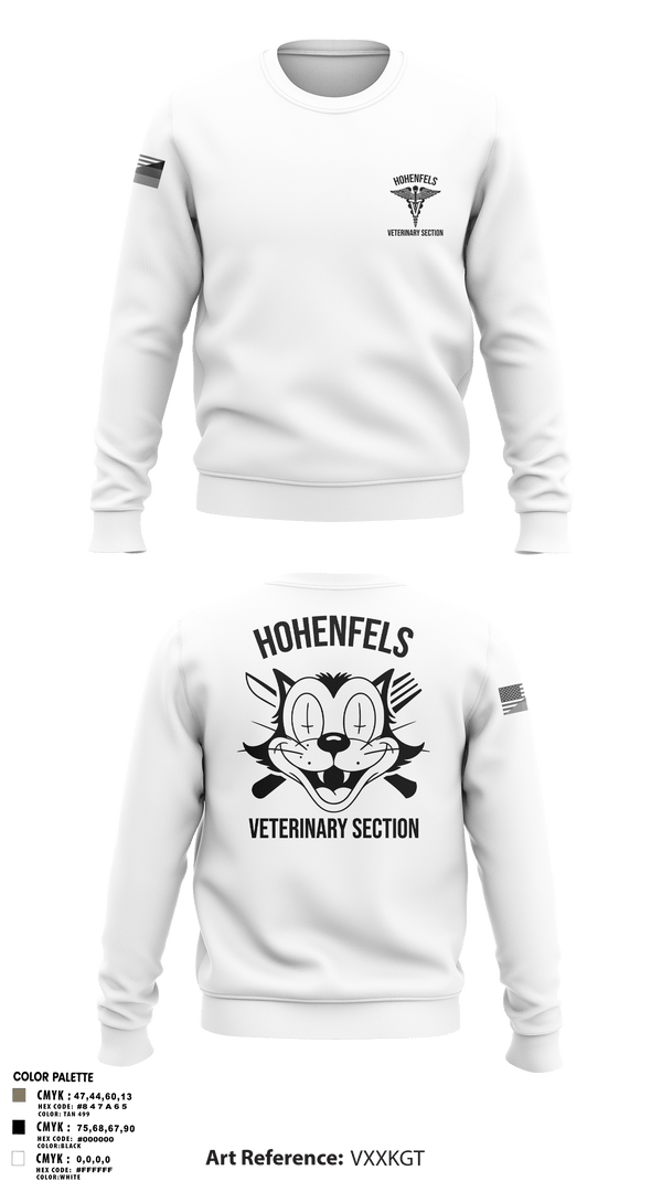 Crew Neck Sweatshirt, Hohenfels VTFHohenfels Veterinary Section, Army, Teamtime, Team time, sublimation, custom sports apparel, team uniforms, spirit wear, spiritwear, sports uniforms, custom shirts, team store, custom team store, fundraiser sports, apparel fundraiser