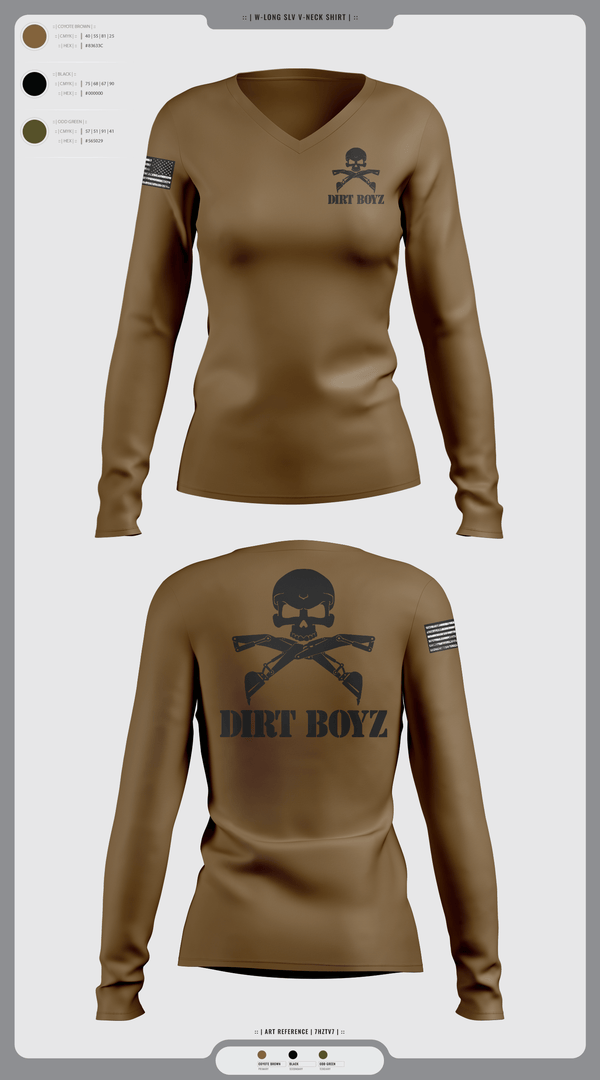 Womens Long Sleeve Vneck Shirt, Dirt boyz, Air Force, Teamtime, Team time, sublimation, custom sports apparel, team uniforms, spirit wear, spiritwear, sports uniforms, custom shirts, team store, custom team store, fundraiser sports, apparel fundraiser