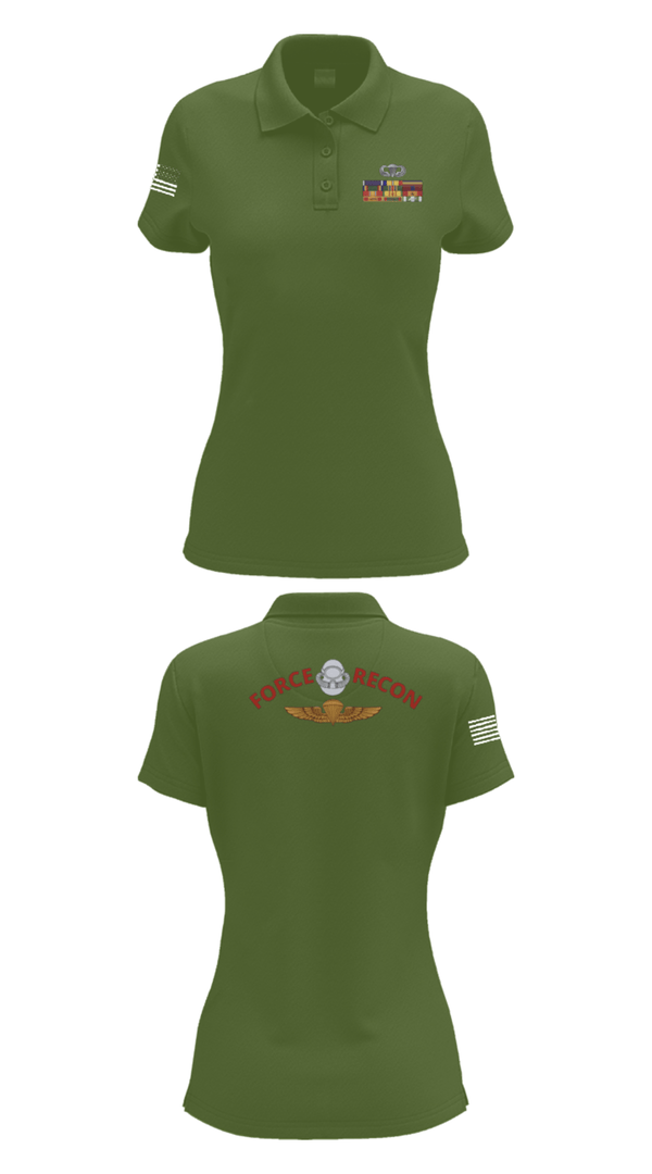 Women's Short Sleeve Performance Polo, B Co. 3rd Recon BnForce Reconnaissance, Marines, Teamtime, Team time, sublimation, custom sports apparel, team uniforms, spirit wear, spiritwear, sports uniforms, custom shirts, team store, custom team store, fundraiser sports, apparel fundraiser