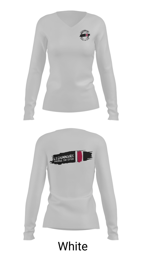 Womens Long Sleeve Vneck Shirt, Legionnaire Mobile Jiu-Jitsu, , Teamtime, Team time, sublimation, custom sports apparel, team uniforms, spirit wear, spiritwear, sports uniforms, custom shirts, team store, custom team store, fundraiser sports, apparel fundraiser
