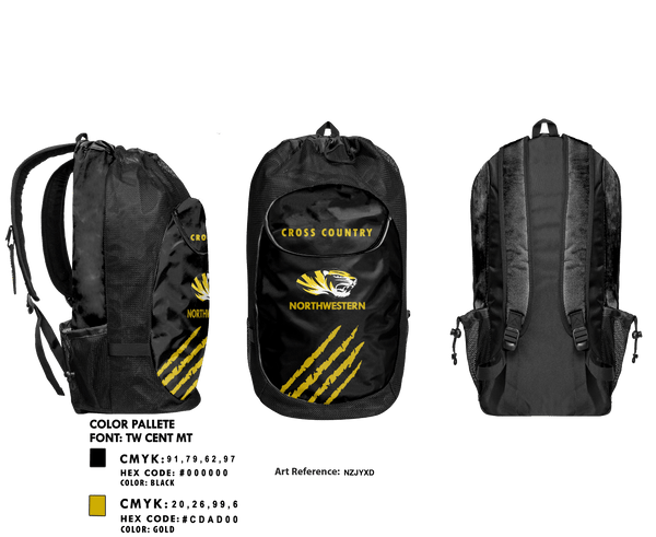 Gear Bag, Northwestern High School Cross Country, Cross Country, Teamtime, Team time, sublimation, custom sports apparel, team uniforms, spirit wear, spiritwear, sports uniforms, custom shirts, team store, custom team store, fundraiser sports, apparel fundraiser
