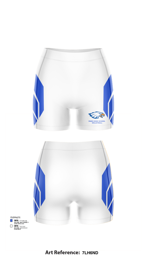 Womens Shorts, Paris High School Volleyball, Women's Volleyball, Teamtime, Team time, sublimation, custom sports apparel, team uniforms, spirit wear, spiritwear, sports uniforms, custom shirts, team store, custom team store, fundraiser sports, apparel fundraiser