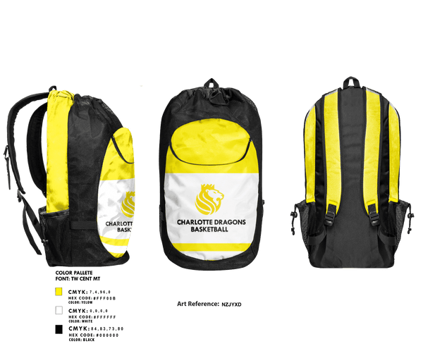 Gear Bag, Charlotte Dragons Basketball LLC, Men's Basketball, Teamtime, Team time, sublimation, custom sports apparel, team uniforms, spirit wear, spiritwear, sports uniforms, custom shirts, team store, custom team store, fundraiser sports, apparel fundraiser