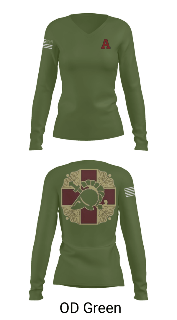 Women's Long Sleeve Vneck Shirt, US MEDDAC, Army, Teamtime, Team time, sublimation, custom sports apparel, team uniforms, spirit wear, spiritwear, sports uniforms, custom shirts, team store, custom team store, fundraiser sports, apparel fundraiser