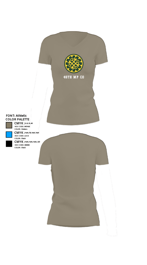 Womens Short Sleeve Vneck Shirt, 46th MP Co, Army, Teamtime, Team time, sublimation, custom sports apparel, team uniforms, spirit wear, spiritwear, sports uniforms, custom shirts, team store, custom team store, fundraiser sports, apparel fundraiser