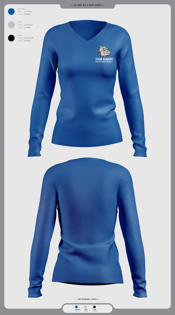 Womens Long Sleeve Vneck Shirt, Steam Academy at McCluer South Berkeley, Spirit Store, Teamtime, Team time, sublimation, custom sports apparel, team uniforms, spirit wear, spiritwear, sports uniforms, custom shirts, team store, custom team store, fundraiser sports, apparel fundraiser
