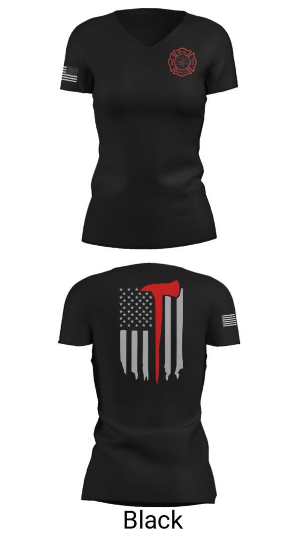 Women's Short Sleeve Vneck Shirt, Okay Fire & Rescue, Fire Department, Teamtime, Team time, sublimation, custom sports apparel, team uniforms, spirit wear, spiritwear, sports uniforms, custom shirts, team store, custom team store, fundraiser sports, apparel fundraiser