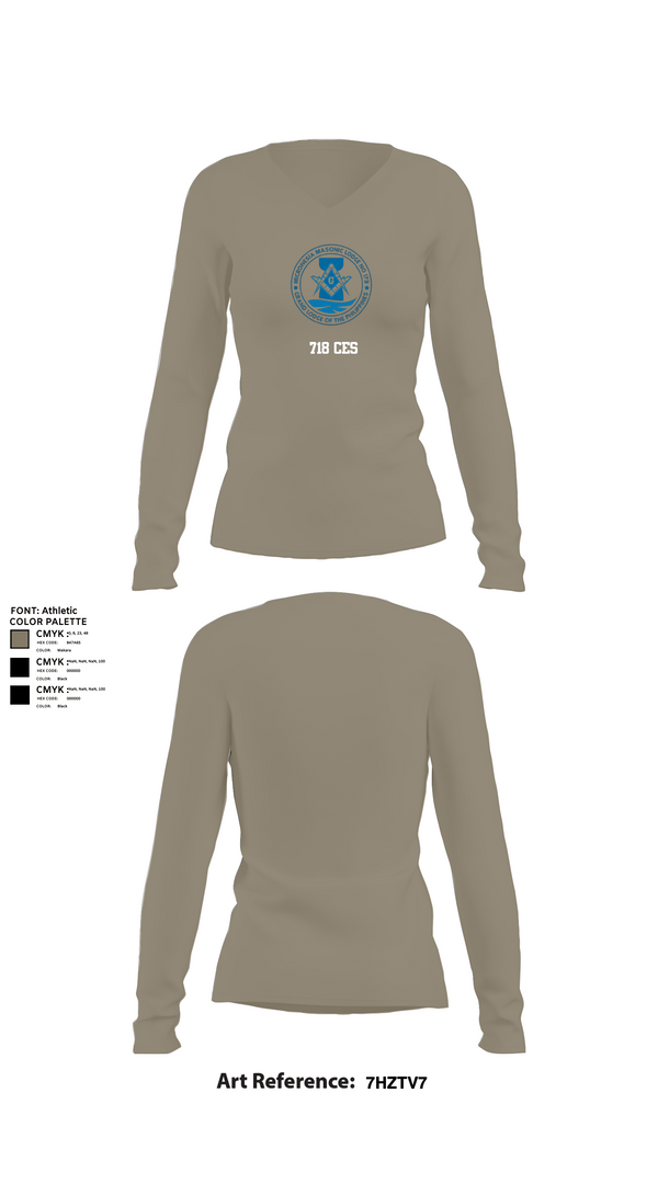 Womens Long Sleeve Vneck Shirt, 718 CES, Air Force, Teamtime, Team time, sublimation, custom sports apparel, team uniforms, spirit wear, spiritwear, sports uniforms, custom shirts, team store, custom team store, fundraiser sports, apparel fundraiser
