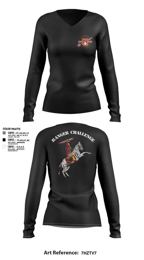 Women's Long Sleeve Vneck Shirt, FSU ROTC, Army, Teamtime, Team time, sublimation, custom sports apparel, team uniforms, spirit wear, spiritwear, sports uniforms, custom shirts, team store, custom team store, fundraiser sports, apparel fundraiser