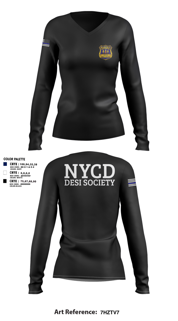 Womens Long Sleeve Vneck Shirt, NYCD DESI SOCIETY, Police, Teamtime, Team time, sublimation, custom sports apparel, team uniforms, spirit wear, spiritwear, sports uniforms, custom shirts, team store, custom team store, fundraiser sports, apparel fundraiser