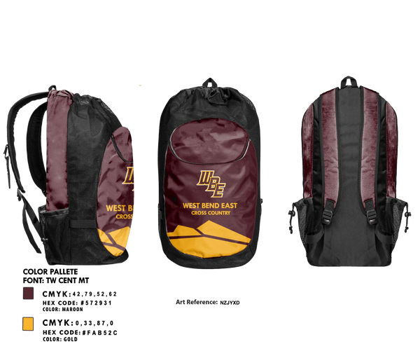 Gear Bag, West Bend East High School Cross Country, Cross Country, Teamtime, Team time, sublimation, custom sports apparel, team uniforms, spirit wear, spiritwear, sports uniforms, custom shirts, team store, custom team store, fundraiser sports, apparel fundraiser