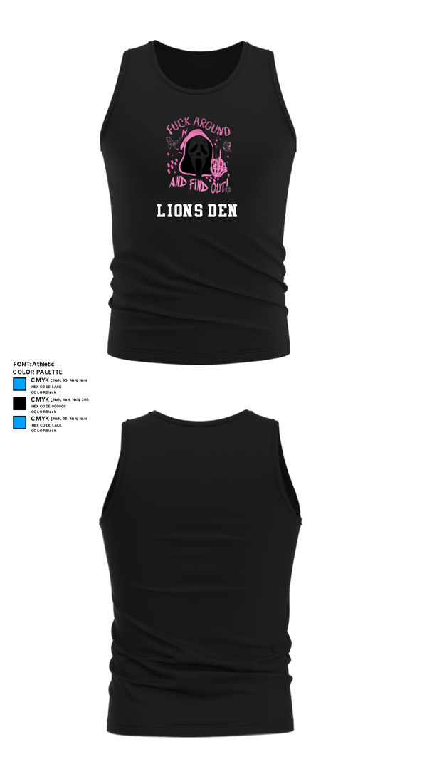 Tank Top, Lions den, Football, Teamtime, Team time, sublimation, custom sports apparel, team uniforms, spirit wear, spiritwear, sports uniforms, custom shirts, team store, custom team store, fundraiser sports, apparel fundraiser