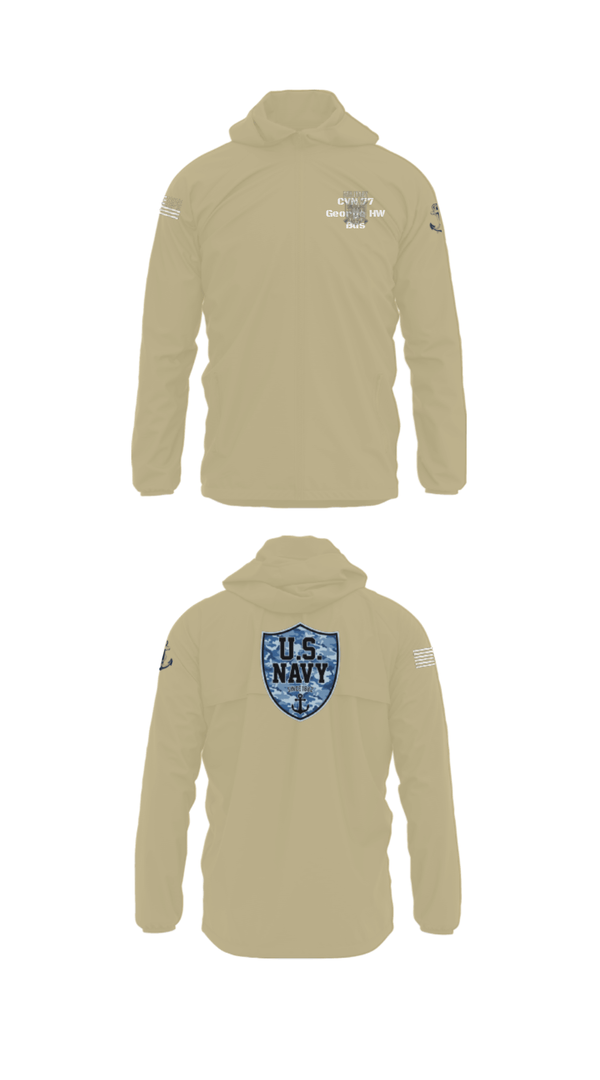 Windbreaker, CVN 77 George HW Bus, Navy, Teamtime, Team time, sublimation, custom sports apparel, team uniforms, spirit wear, spiritwear, sports uniforms, custom shirts, team store, custom team store, fundraiser sports, apparel fundraiser