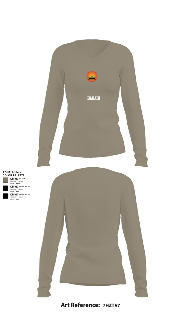 Womens Long Sleeve Vneck Shirt, Barahi, , Teamtime, Team time, sublimation, custom sports apparel, team uniforms, spirit wear, spiritwear, sports uniforms, custom shirts, team store, custom team store, fundraiser sports, apparel fundraiser