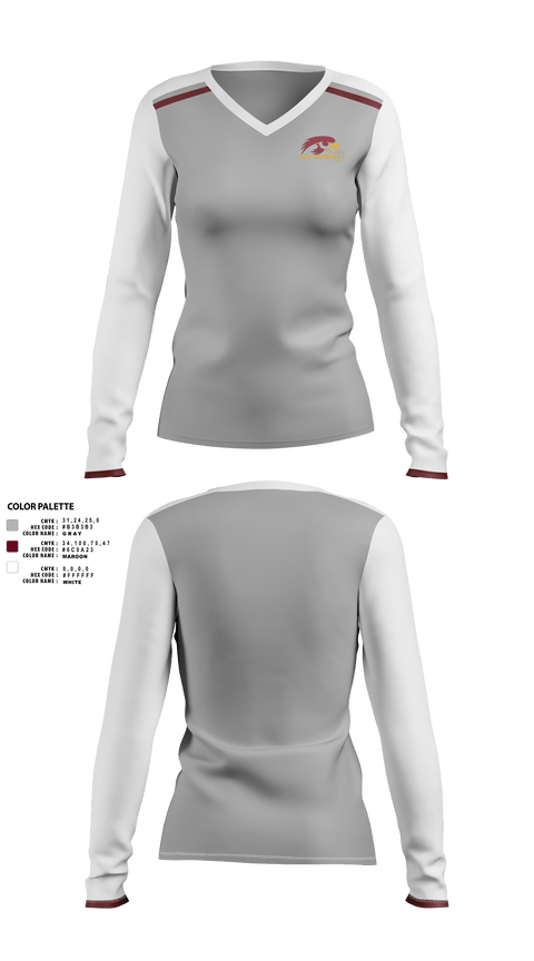 Womens Long Sleeve Vneck Shirt 1, Thomas W Kelly High School Basketball, Women's Basketball, Teamtime, Team time, sublimation, custom sports apparel, team uniforms, spirit wear, spiritwear, sports uniforms, custom shirts, team store, custom team store, fundraiser sports, apparel fundraiser