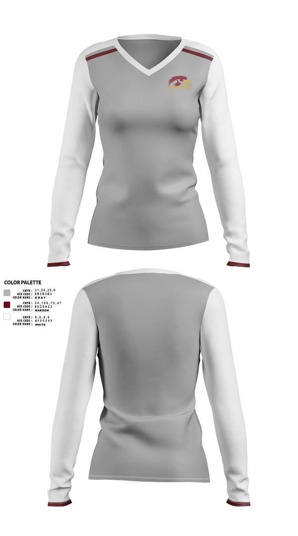 Womens Long Sleeve Vneck Shirt 1, Thomas W Kelly High School Basketball, Women's Basketball, Teamtime, Team time, sublimation, custom sports apparel, team uniforms, spirit wear, spiritwear, sports uniforms, custom shirts, team store, custom team store, fundraiser sports, apparel fundraiser