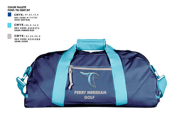 Duffle Bag, Perry Meridian High School Golf, Golf, Teamtime, Team time, sublimation, custom sports apparel, team uniforms, spirit wear, spiritwear, sports uniforms, custom shirts, team store, custom team store, fundraiser sports, apparel fundraiser