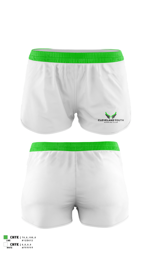 Womens Shorts, Cleveland Youth Running Club, Cross Country, Teamtime, Team time, sublimation, custom sports apparel, team uniforms, spirit wear, spiritwear, sports uniforms, custom shirts, team store, custom team store, fundraiser sports, apparel fundraiser