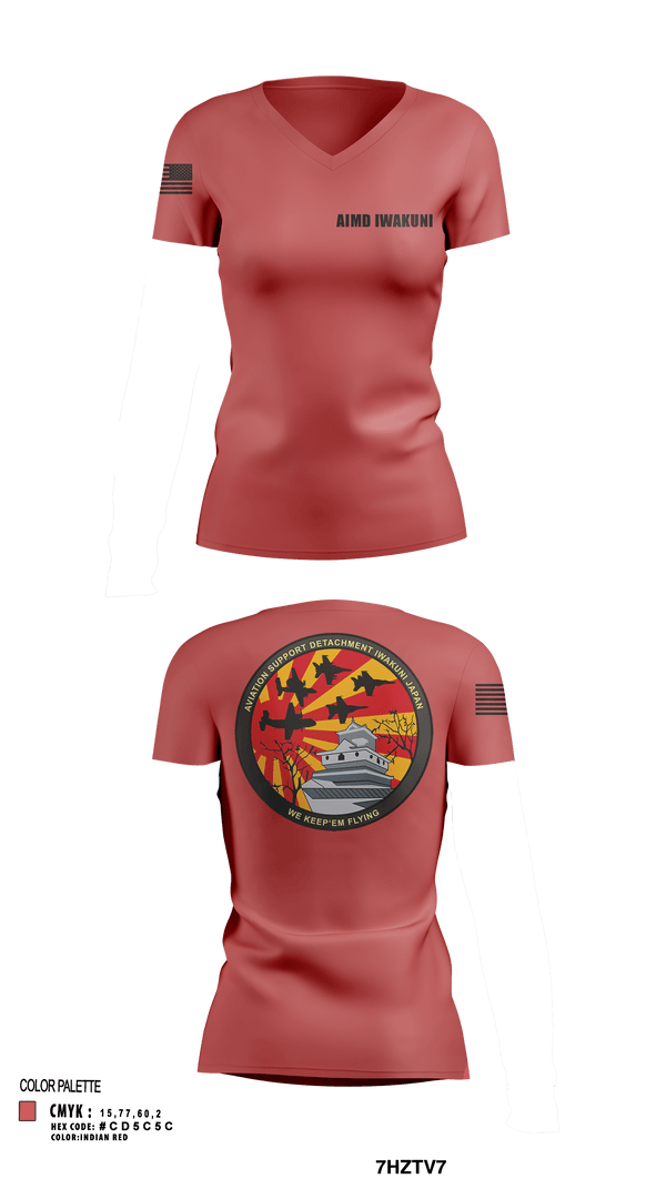 Womens Short Sleeve Vneck Shirt, AIMD Iwakuni, Navy, Teamtime, Team time, sublimation, custom sports apparel, team uniforms, spirit wear, spiritwear, sports uniforms, custom shirts, team store, custom team store, fundraiser sports, apparel fundraiser