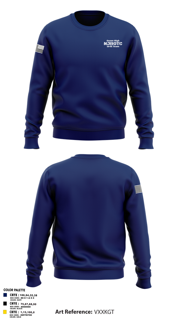 Crew Neck Sweatshirt, Guam High NJROTC Drill Team, , Teamtime, Team time, sublimation, custom sports apparel, team uniforms, spirit wear, spiritwear, sports uniforms, custom shirts, team store, custom team store, fundraiser sports, apparel fundraiser