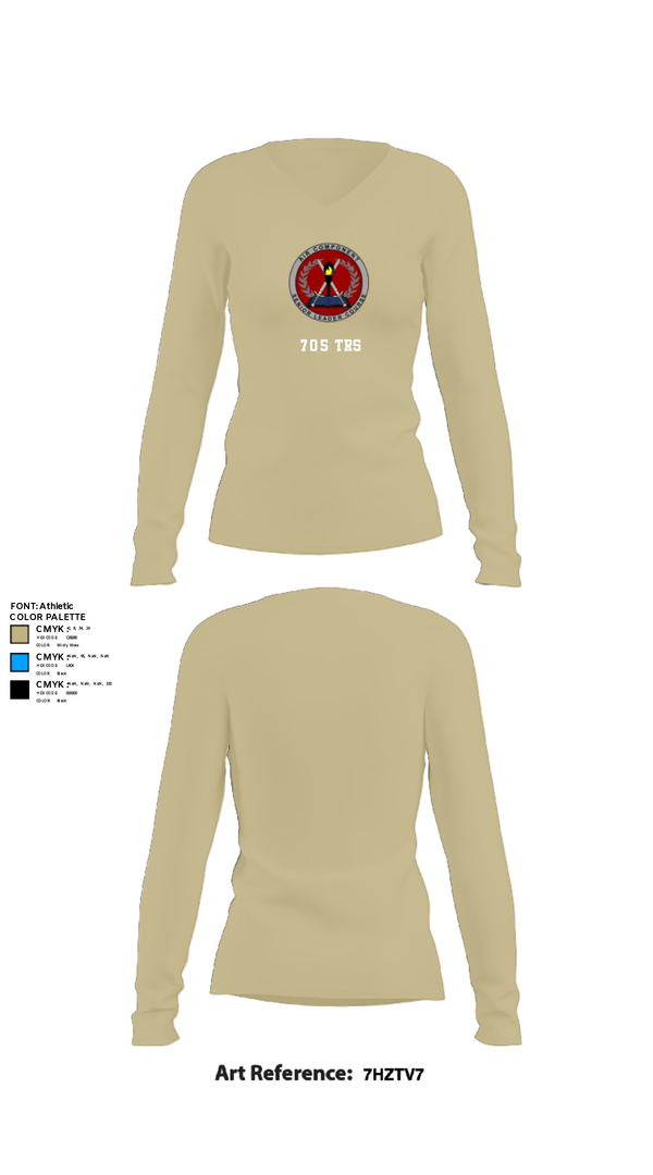 Women's Long Sleeve Vneck Shirt, 705 TRS, Air Force, Teamtime, Team time, sublimation, custom sports apparel, team uniforms, spirit wear, spiritwear, sports uniforms, custom shirts, team store, custom team store, fundraiser sports, apparel fundraiser