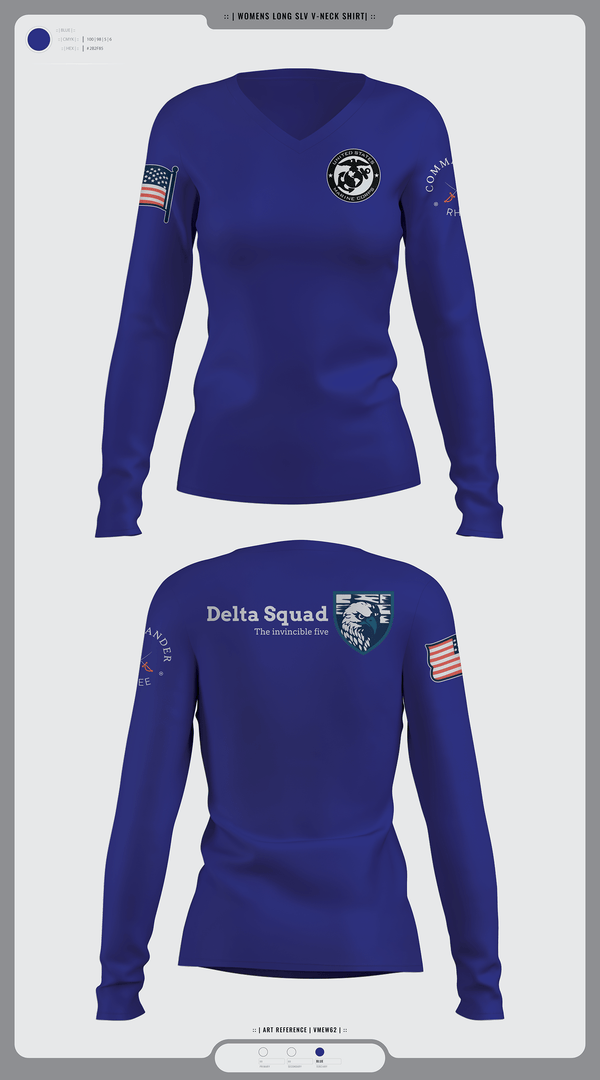 Women's Long Sleeve Vneck Shirt, Marine Corps, Marines, Teamtime, Team time, sublimation, custom sports apparel, team uniforms, spirit wear, spiritwear, sports uniforms, custom shirts, team store, custom team store, fundraiser sports, apparel fundraiser