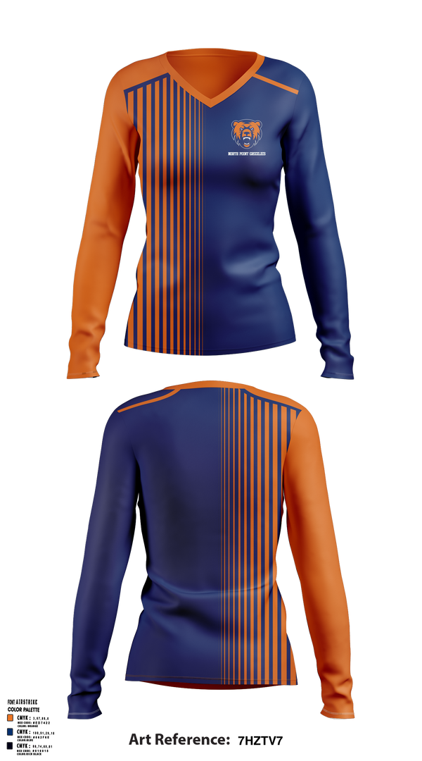 Womens Long Sleeve Vneck Shirt, North Point Grizzlies, Golf, Teamtime, Team time, sublimation, custom sports apparel, team uniforms, spirit wear, spiritwear, sports uniforms, custom shirts, team store, custom team store, fundraiser sports, apparel fundraiser