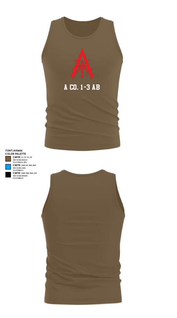 Tank Top, A Co. 1-3 AB, Army, Teamtime, Team time, sublimation, custom sports apparel, team uniforms, spirit wear, spiritwear, sports uniforms, custom shirts, team store, custom team store, fundraiser sports, apparel fundraiser