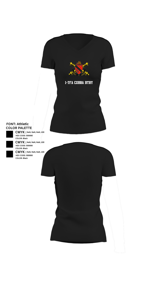 Womens Short Sleeve Vneck Shirt, 1-7FA Cobra Btry, , Teamtime, Team time, sublimation, custom sports apparel, team uniforms, spirit wear, spiritwear, sports uniforms, custom shirts, team store, custom team store, fundraiser sports, apparel fundraiser