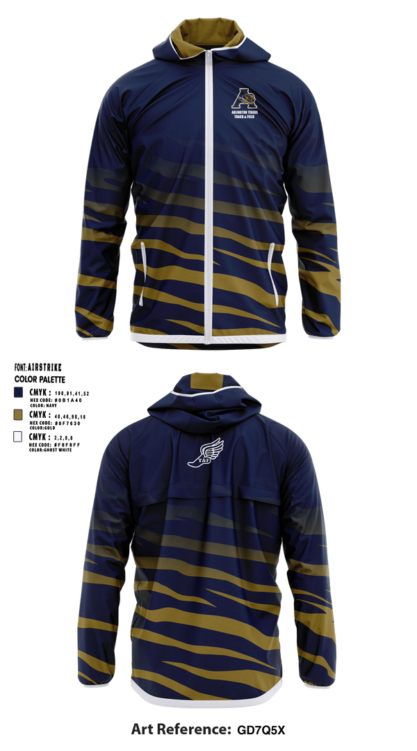 Windbreaker, Arlington Tigers, Track & Field, Teamtime, Team time, sublimation, custom sports apparel, team uniforms, spirit wear, spiritwear, sports uniforms, custom shirts, team store, custom team store, fundraiser sports, apparel fundraiser