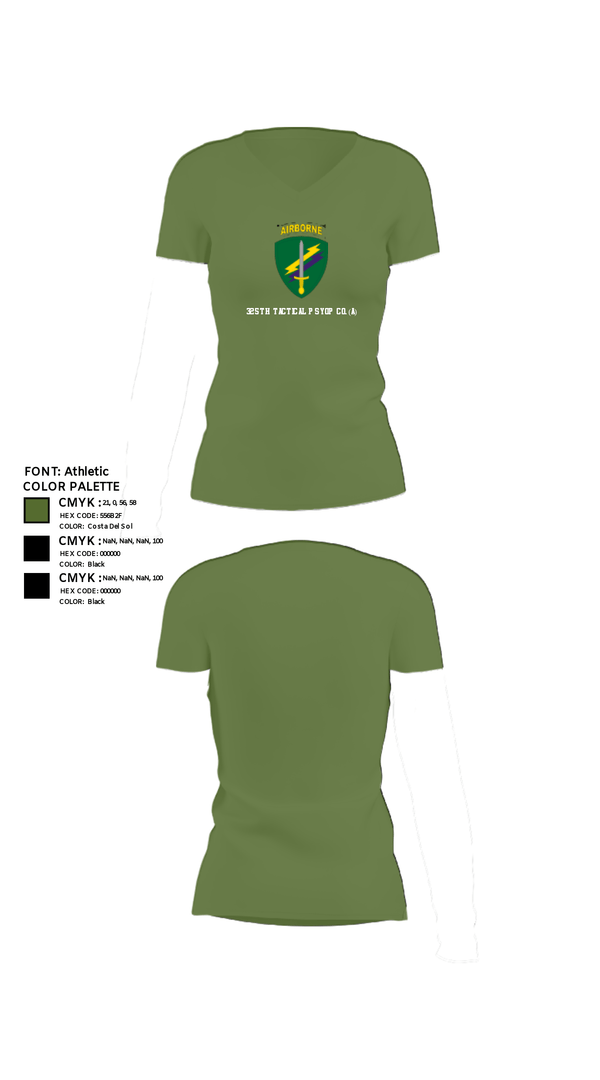 Women's Short Sleeve Vneck Shirt, 325th Tactical PSYOP Co. (A), Army, Teamtime, Team time, sublimation, custom sports apparel, team uniforms, spirit wear, spiritwear, sports uniforms, custom shirts, team store, custom team store, fundraiser sports, apparel fundraiser