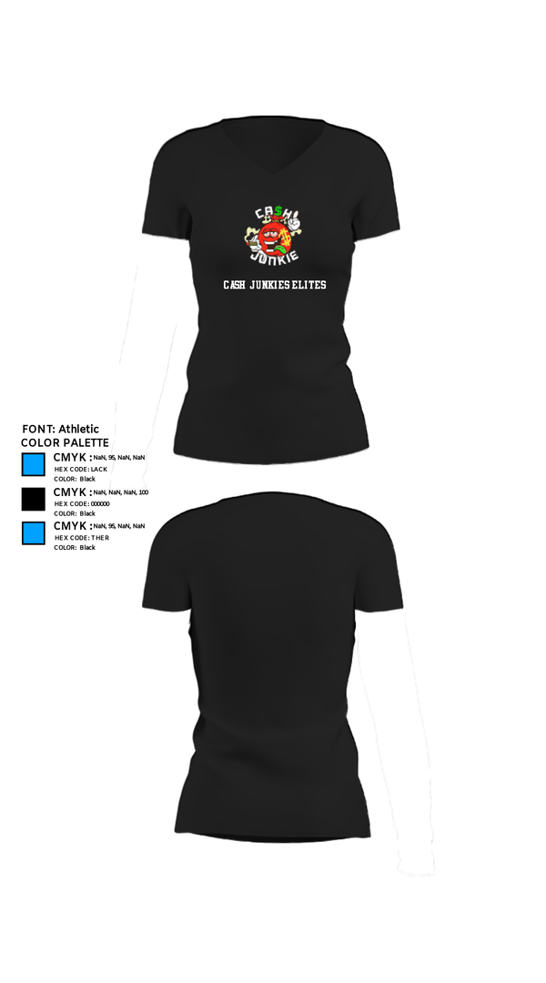 Women's Short Sleeve Vneck Shirt, Cash Junkies Elites, Men's Basketball, Teamtime, Team time, sublimation, custom sports apparel, team uniforms, spirit wear, spiritwear, sports uniforms, custom shirts, team store, custom team store, fundraiser sports, apparel fundraiser