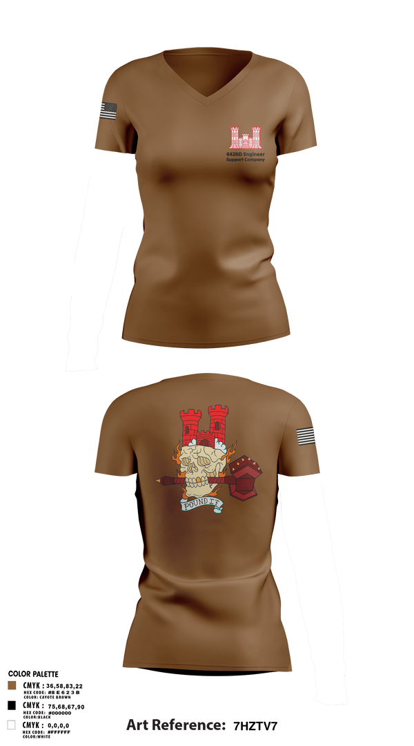 Womens Short Sleeve Vneck Shirt, 642nd Engineer Support Company642ND Engineer Support Company, Army, Teamtime, Team time, sublimation, custom sports apparel, team uniforms, spirit wear, spiritwear, sports uniforms, custom shirts, team store, custom team store, fundraiser sports, apparel fundraiser