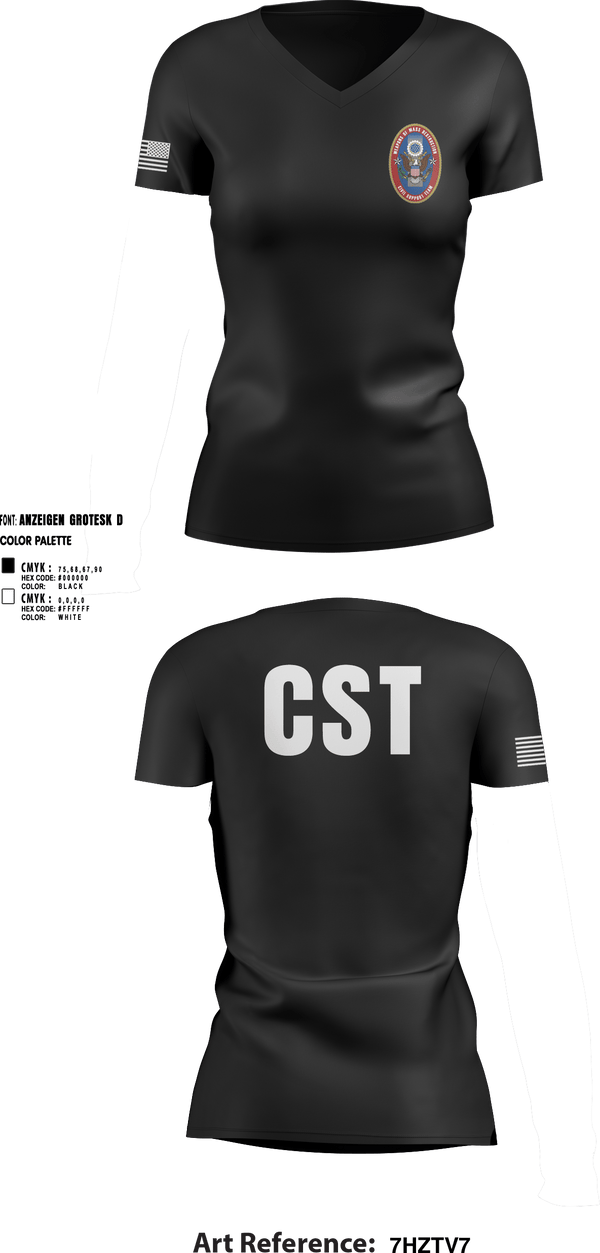 Womens Short Sleeve Vneck Shirt, 95th WMD CST, National Guard, Teamtime, Team time, sublimation, custom sports apparel, team uniforms, spirit wear, spiritwear, sports uniforms, custom shirts, team store, custom team store, fundraiser sports, apparel fundraiser