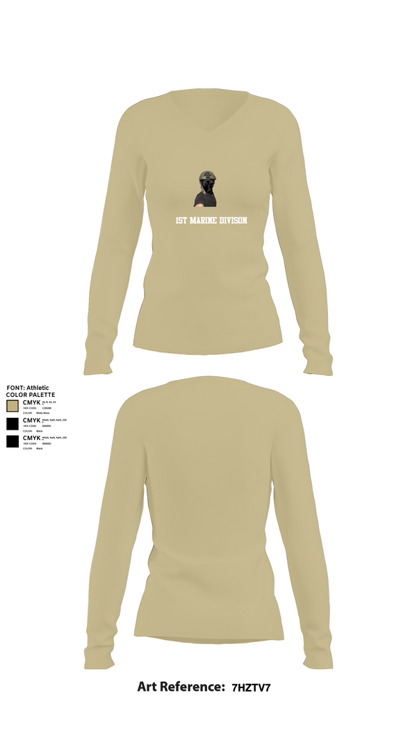 Womens Long Sleeve Vneck Shirt, 1st marine divison, , Teamtime, Team time, sublimation, custom sports apparel, team uniforms, spirit wear, spiritwear, sports uniforms, custom shirts, team store, custom team store, fundraiser sports, apparel fundraiser