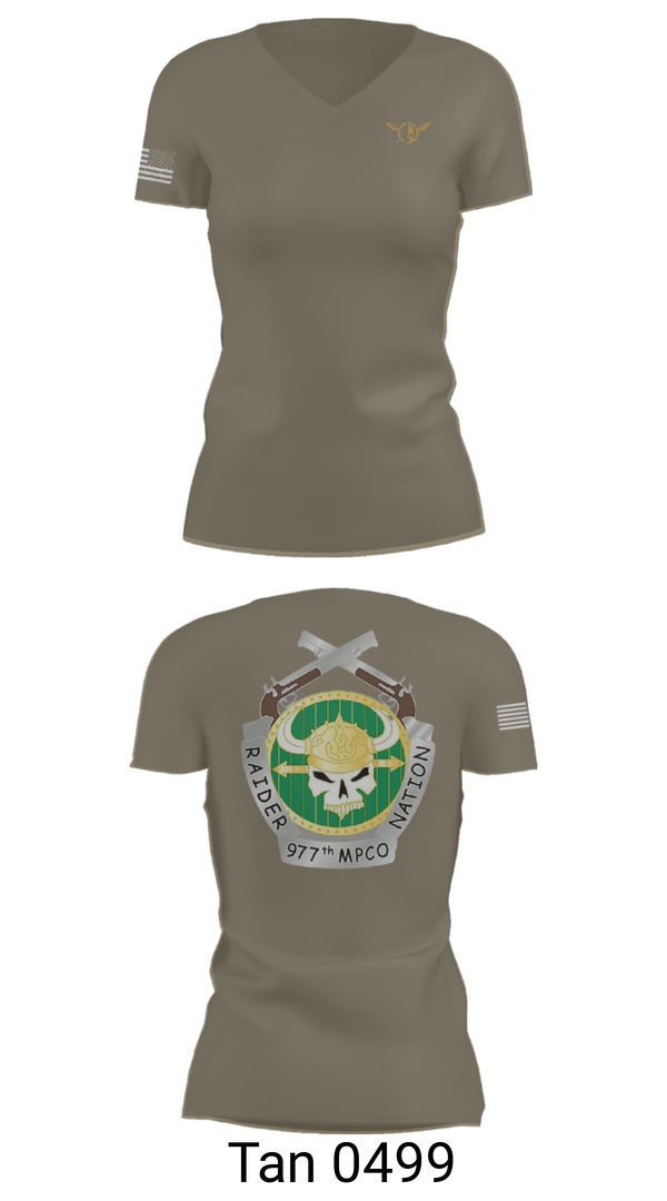 Womens Short Sleeve Vneck Shirt, 977 MP CO, Army, Teamtime, Team time, sublimation, custom sports apparel, team uniforms, spirit wear, spiritwear, sports uniforms, custom shirts, team store, custom team store, fundraiser sports, apparel fundraiser