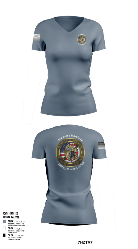 Women's Short Sleeve Vneck Shirt, Okinawa Provost Marshals office, Marines, Teamtime, Team time, sublimation, custom sports apparel, team uniforms, spirit wear, spiritwear, sports uniforms, custom shirts, team store, custom team store, fundraiser sports, apparel fundraiser