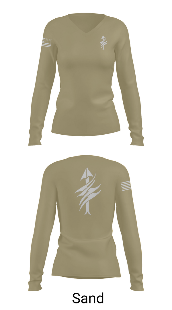 Womens Long Sleeve Vneck Shirt, 3rd Battalion 2nd Marines Scout Sniper Platoon, Marines, Teamtime, Team time, sublimation, custom sports apparel, team uniforms, spirit wear, spiritwear, sports uniforms, custom shirts, team store, custom team store, fundraiser sports, apparel fundraiser