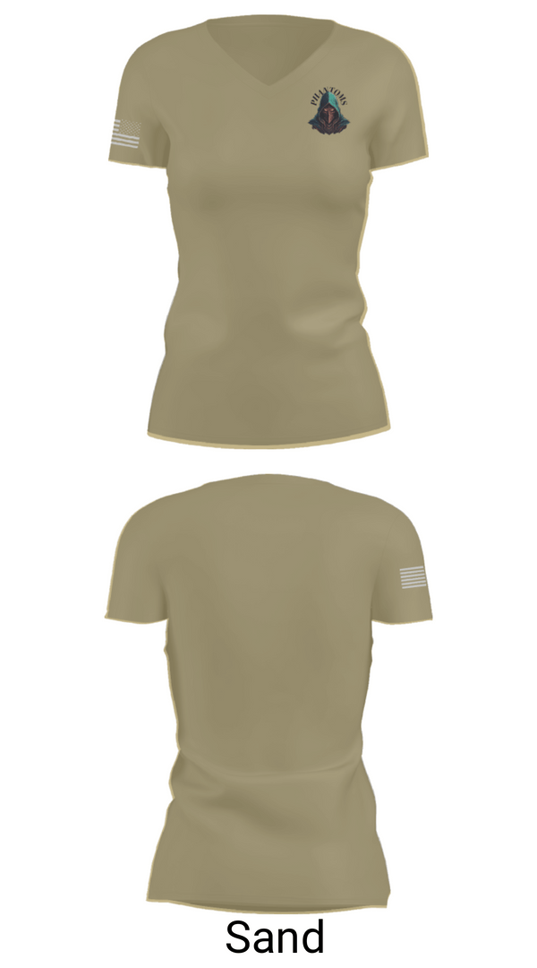 Womens Short Sleeve Vneck Shirt, 2nd Platoon Charlie Battery 5-4, Army, Teamtime, Team time, sublimation, custom sports apparel, team uniforms, spirit wear, spiritwear, sports uniforms, custom shirts, team store, custom team store, fundraiser sports, apparel fundraiser
