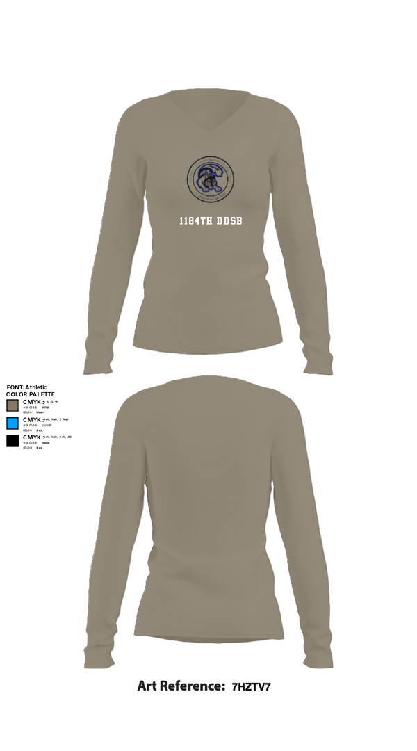 Womens Long Sleeve Vneck Shirt, 1184th DDSB, Army, Teamtime, Team time, sublimation, custom sports apparel, team uniforms, spirit wear, spiritwear, sports uniforms, custom shirts, team store, custom team store, fundraiser sports, apparel fundraiser