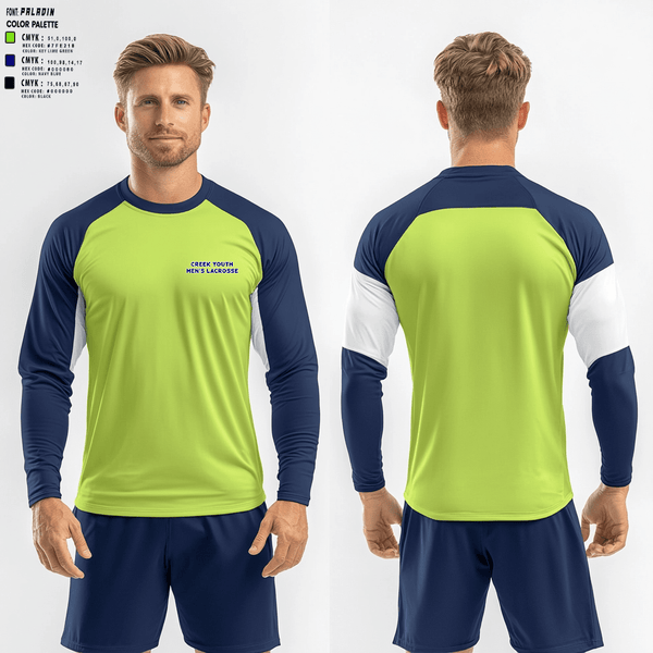 Long Sleeve Performance Shirt, Creek Youth Lacrosse, Men's Lacrosse, Teamtime, Team time, sublimation, custom sports apparel, team uniforms, spirit wear, spiritwear, sports uniforms, custom shirts, team store, custom team store, fundraiser sports, apparel fundraiser
