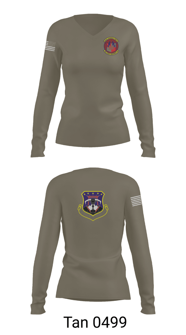 Womens Long Sleeve Vneck Shirt, 18th Civil Engineer Sq, Air Force, Teamtime, Team time, sublimation, custom sports apparel, team uniforms, spirit wear, spiritwear, sports uniforms, custom shirts, team store, custom team store, fundraiser sports, apparel fundraiser
