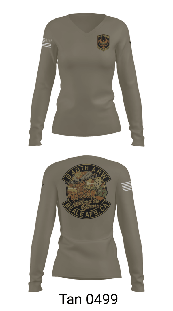 Women's Long Sleeve Vneck Shirt, 940 Air Refueling Wing, , Teamtime, Team time, sublimation, custom sports apparel, team uniforms, spirit wear, spiritwear, sports uniforms, custom shirts, team store, custom team store, fundraiser sports, apparel fundraiser