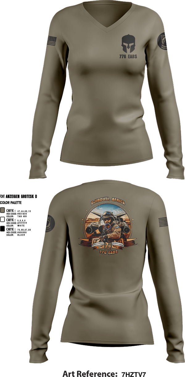 Womens Long Sleeve Vneck Shirt 1, 776 EABS, Air Force, Teamtime, Team time, sublimation, custom sports apparel, team uniforms, spirit wear, spiritwear, sports uniforms, custom shirts, team store, custom team store, fundraiser sports, apparel fundraiser